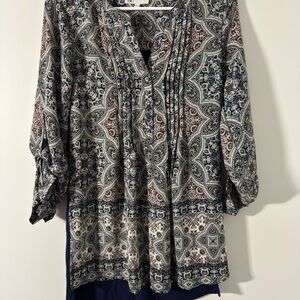 DR2 Blue and Cream Paisley Blouse